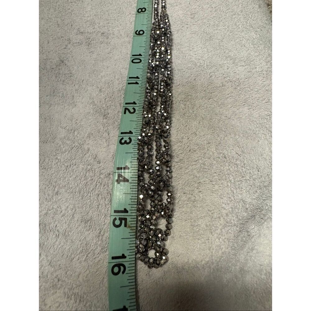 Vintage Small glass bead dark silver necklace - Picture 4 of 8